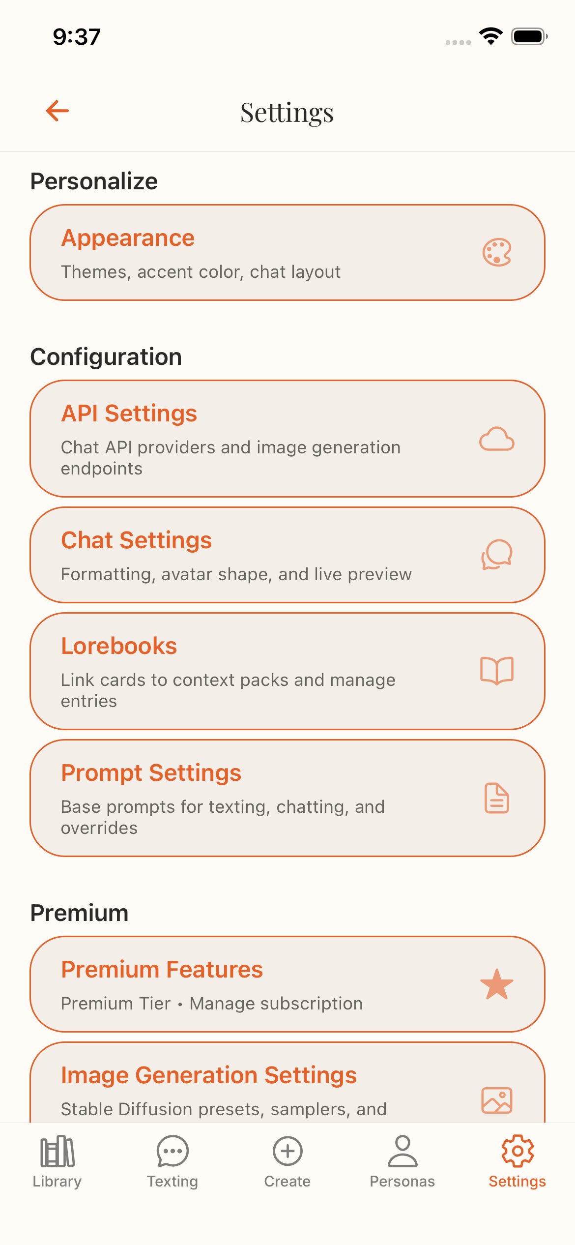 Settings - Light Theme