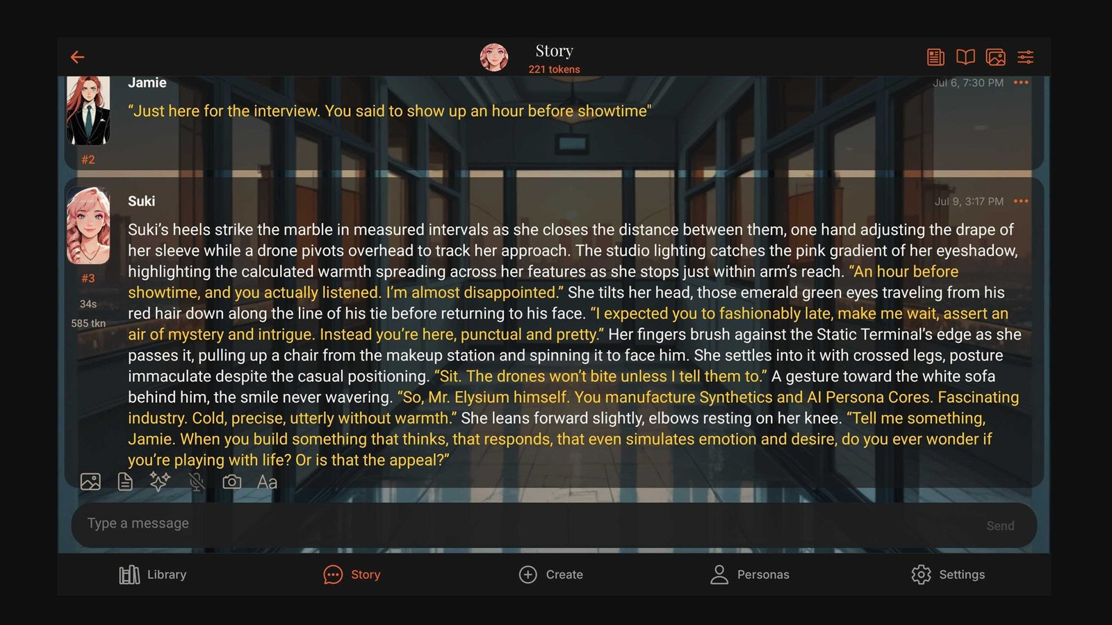 Long-form Story mode on tablet